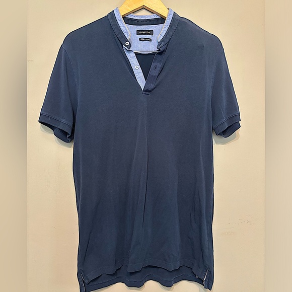 Massimo Dutti Other - MASSIMO DUTTI Cotton Navy Short Sleeved Pullover Shirt